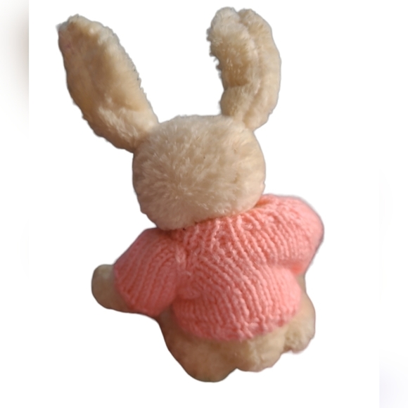 Vintage 1997 CHRISHA PLAYFUL BUNNY RABBIT IN EASTER SWEATER PLUSH STUFFED ANIMAL - Picture 2 of 2